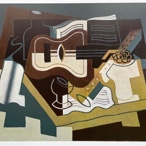 Juan Gris exhibition poster Still life with guitar and clarinet museum print offset lithograph Cubism 1968 image 1