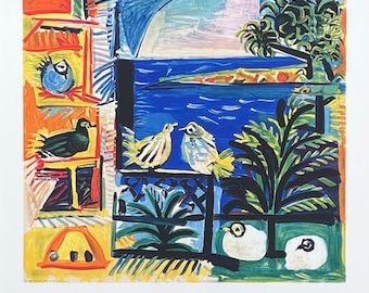 Pablo Picasso exhibition poster - Cote d'Azur - The Pigeons - museum artist - art print - reproduction