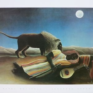 Cartel de la exposición de Henri Rousseau - Gitana dormida - León - Luna - Impresionista - Naturaleza - Impresión artística