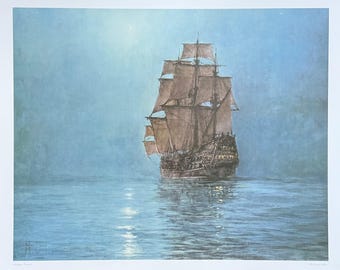 Montague Dawson Ausstellungsplakat - The Crescent Moon - Britischer Maler - Kunstdruck