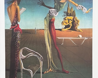 Salvador Dali exhibition poster - Femme a Tete de Roses - surrealist - museum artist - art print