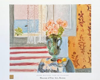 Henri Matisse exhibition poster - Vase of flowers - Fine Arts Museum - Boston - museum artist - art print - 1998