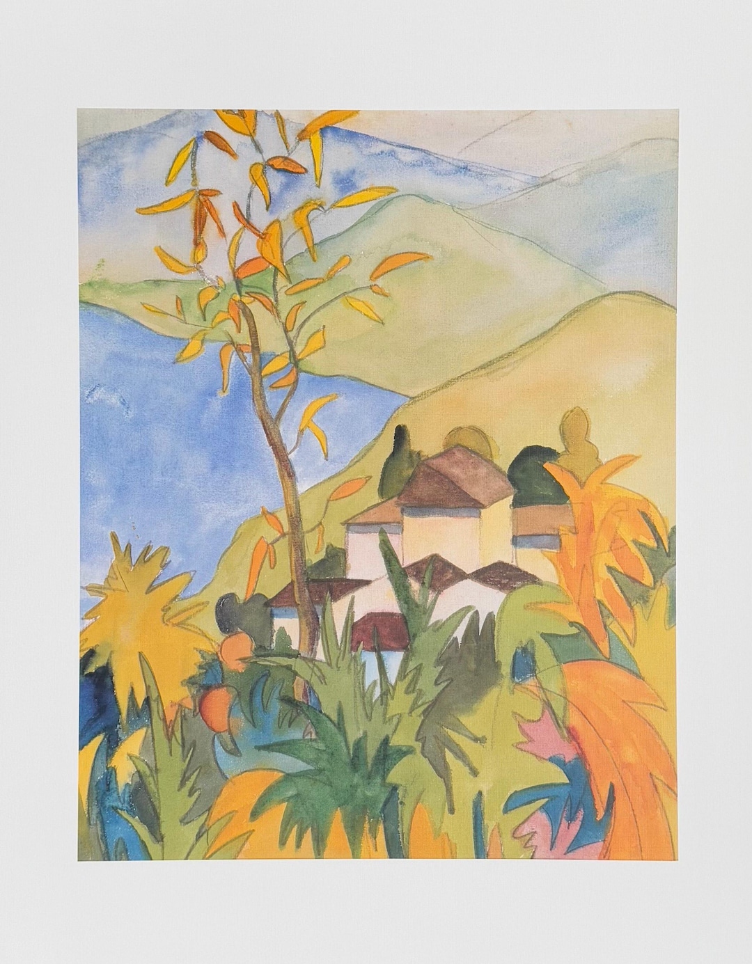 Hermann Hesse Exhibition Poster - Village at the Lake - Mountains ...