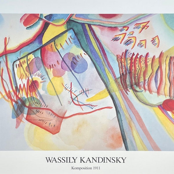 Affiche de l’exposition Wassily Kandinsky - Composition, 1911 - estampe de musée - cubisme - lithographie offset - 1991