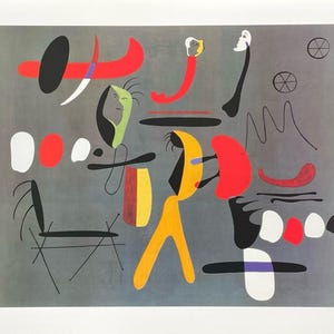 Joan Miro exhibition poster - Peinture d&#39;apres collage - museum artist - art print - surrealism - offset litho - 1998