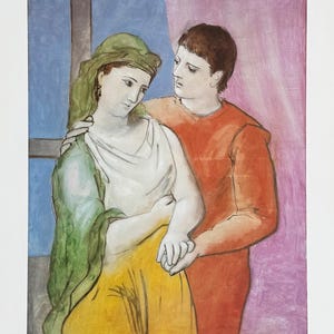 Pablo Picasso Ausstellungsplakat - Die Liebenden - romantisch - Paar - Museumskünstler - Kunstdruck - 1988