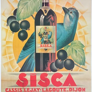 SISCA exhibition poster - Grand vin - drinks - decorative art print - offset litho - restaurant - bar - wine - cassis - 2003