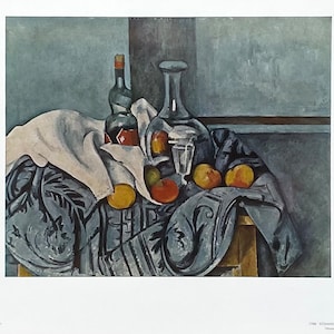 Cartel de la exposición de Paul Cezanne - Naturaleza muerta - Jarrón, botella y naranjas - Galería Nacional de Arte - Washington DC - Impresión de arte vintage - Década de 1970