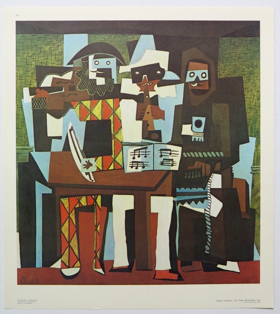Pablo Picasso Exhibition Poster the Three Musicians Very - Etsy UK