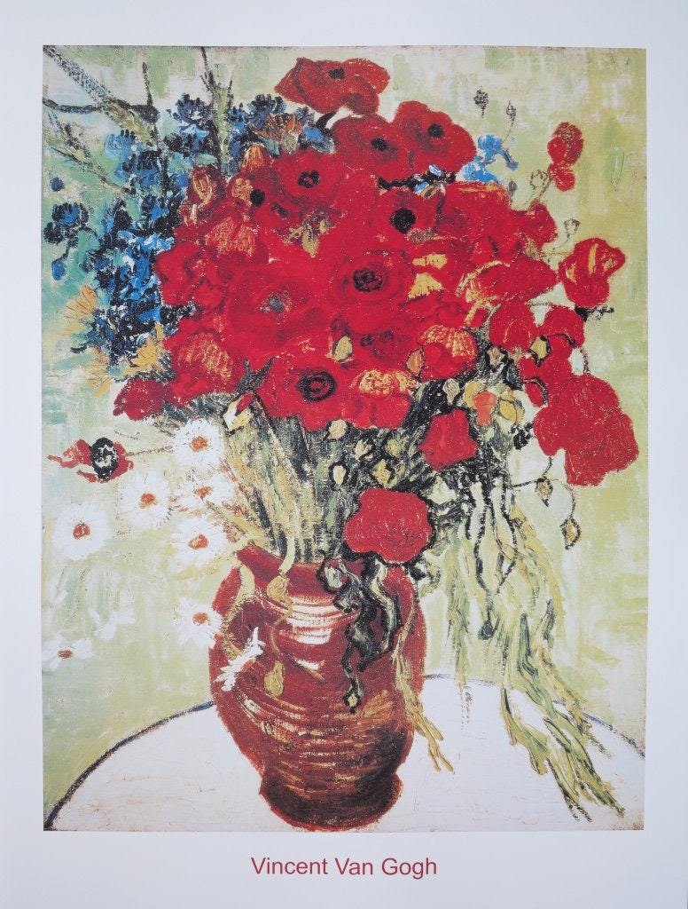 フィンセント・ファン・ゴッホ展ポスター - 赤い花の入った花瓶