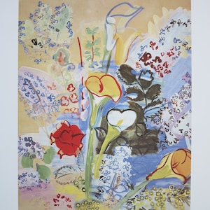 Raoul Dufy exhibition poster - Le bouquet d'arums, 1939 - Still Life - flowers - museum artist - art print - offset litho