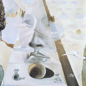 Salvador Dali poster - Apparition of the Face of Aphrodite of Cnidus in a Landscape -  museum artist - art print - excellent