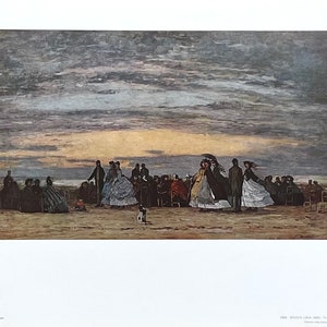 Cartel de la exposición de Eugene Boudin - La playa de Villerville - Galería Nacional de Arte - Washington DC - Impresión de arte vintage - Década de 1970