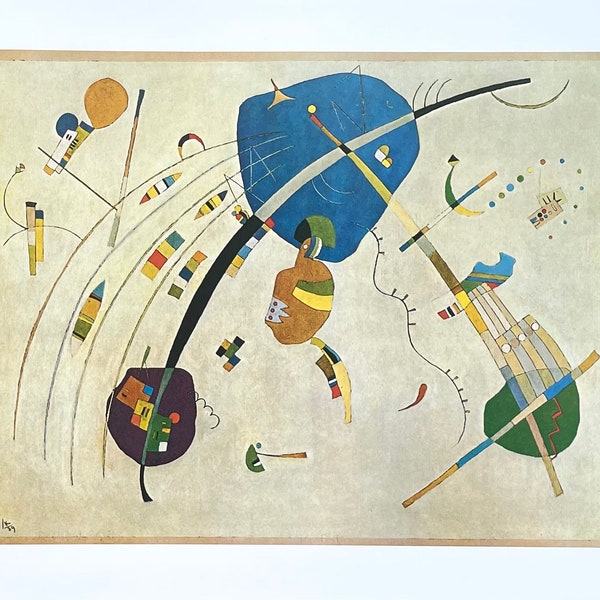 Affiche de l’exposition Kandinsky - Vers le bleu - tirage d’art vintage - artiste de musée - cubisme - lithographie offset - 1994