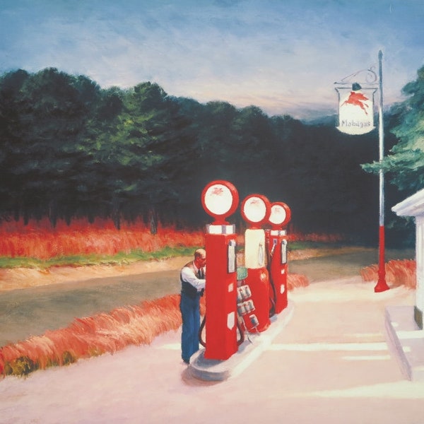 Affiche de l’exposition Edward Hopper - Station-service, 1940 - artiste du musée - tirage d’art - lithographie offset