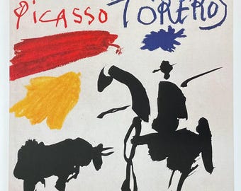 Pablo Picasso exhibition poster - Toros y toreros - museum artist - art print - bull