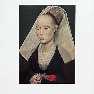 Cartel de la exposición de Rogier van der Weyden - Retrato de una dama - Galería Nacional de Arte - Washington DC - Impresión de arte vintage - Década de 1970
