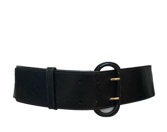 Vintage YSL Rive Gauche  / 1980s Yves Saint Laurent  / Couture / Unisex Belt / Wide Leather Fashion Belt / Couture Accessories