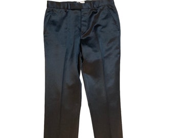 Vintage Lanvin Tuxedo Trousers: Silk Satin Wedding Pants, 31" Waist