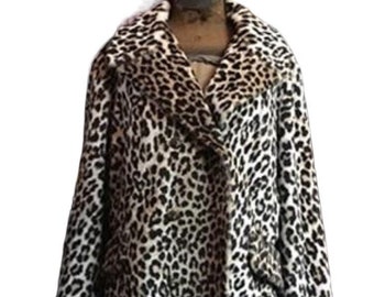 Leopard Print Coat  1960s / Faux Leopard Print Coat / Mob Wife / Made in USA
