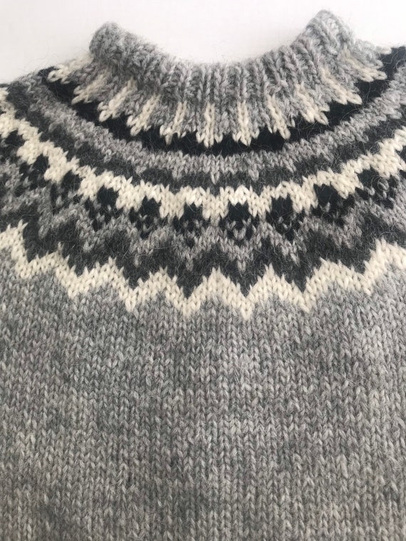Gray Wool Fair Isle Pullover Sweater