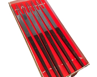 Vintage Rosewood Fondue Forks Set: Danish Modern Stainless Steel, Boxed, Vintage Home