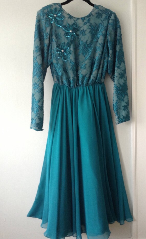 Miss Elliette 1960s Dress / Vintage Teal Dress / Vint… Gem
