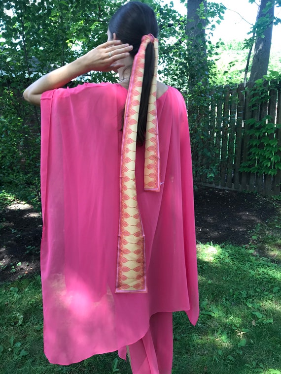 80s Vintage  Natori / Pink Chiffon / Vintage Loun… - image 9