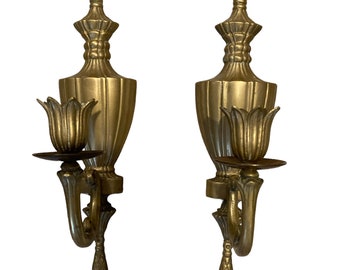 1960s Brass Candle Sconces / Vintage Brass Sconces / Traditional Decor /  Brass Wall Sconces / Tassels / Gift