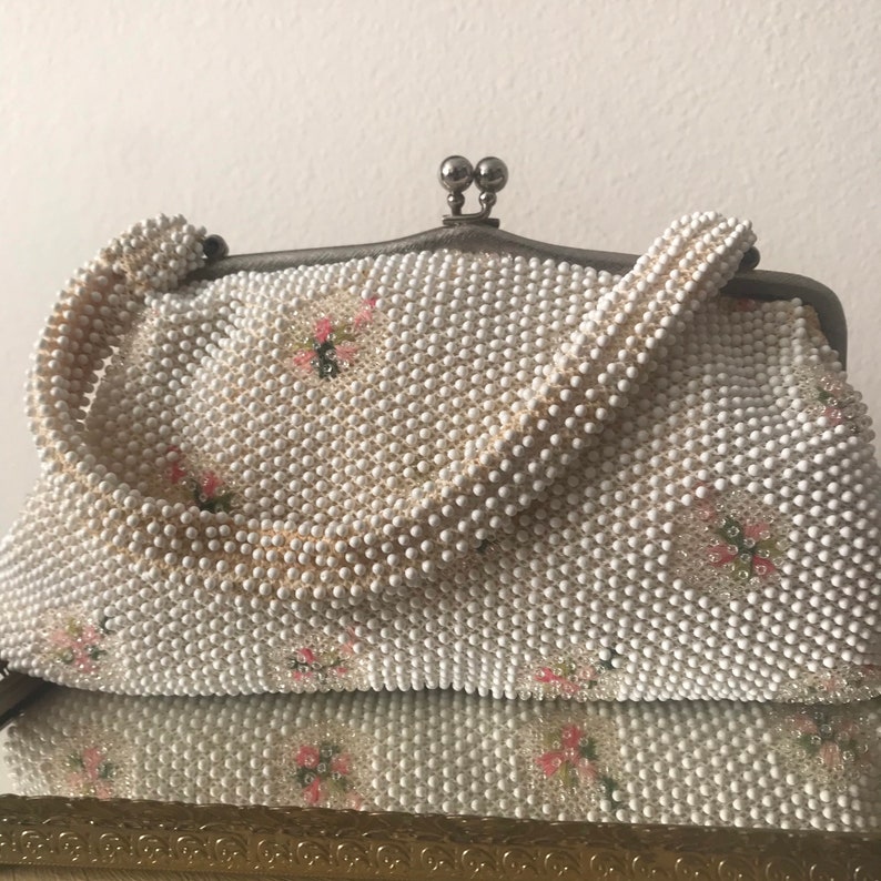 Vintage Corde Bead Handbag with handle 1960s