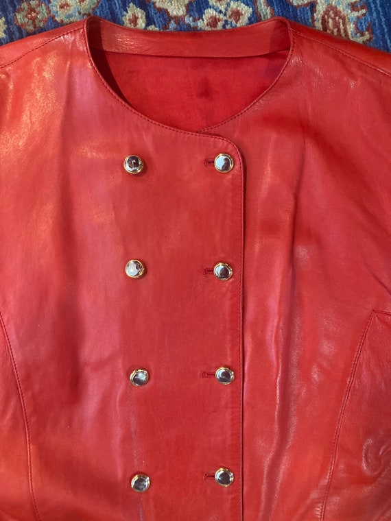 French Red Leather Jacket / MacDouglas Paris Leat… - image 2