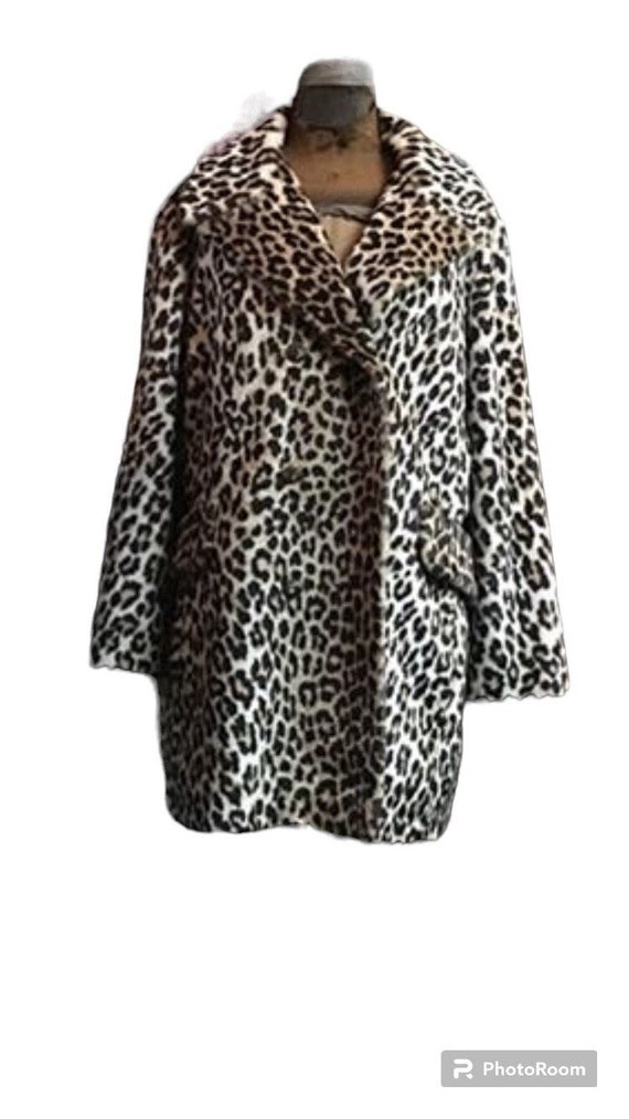 Leopard Print Coat  1960s / Faux Leopard Print Coa