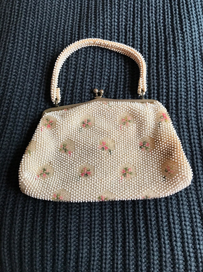 Vintage Corde Bead Handbag with handle 1960s