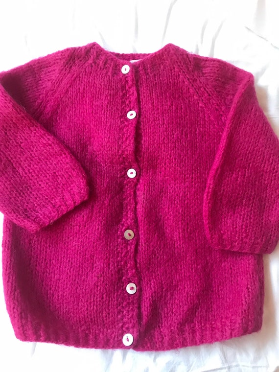 Mohair Sweater 1960s Berry / Mohair Cardigan / Bo… - image 1