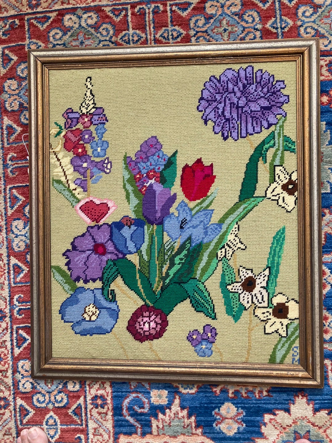 Framed Needlepoint / Vintage Needlepoint Framed / Vintage Etsy