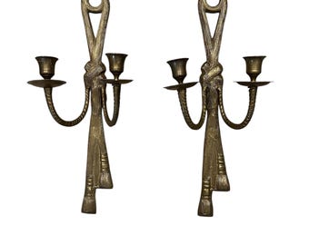 Vintage Brass Wall Sconces, Louis XVI Style, Set of 2, Vintage Home