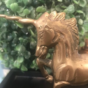 Vintage 1970s Brass Unicorn: Etched Home Decor