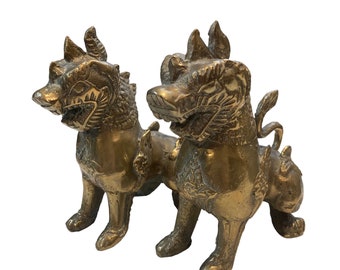 Brass Figures Foo Dogs / Vintage Foo Dogs / Everyday Elevated / Vintage Brass Figurines