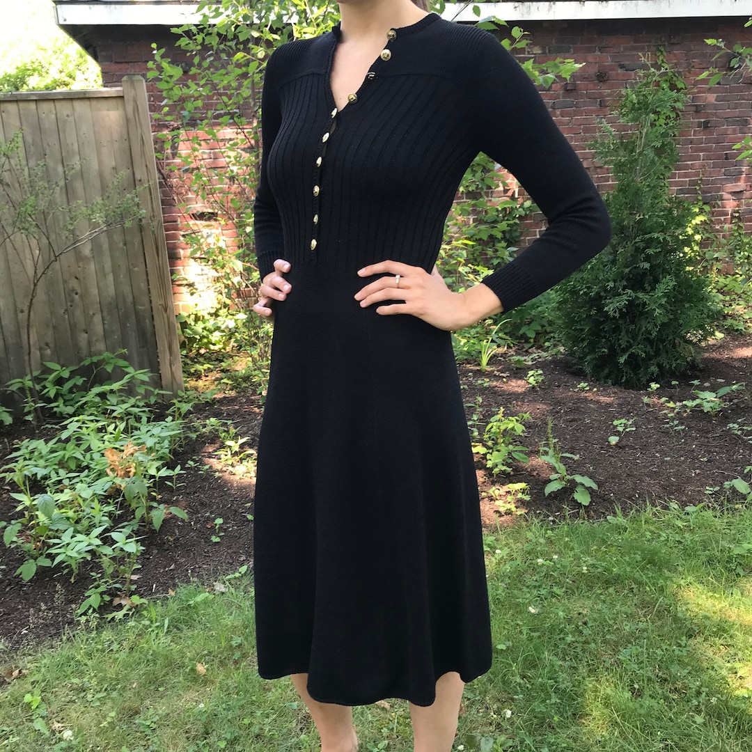 Vintage St John Knit Dress / St John for Lillie Rubin / Black Knit
