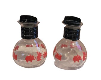 Vintage Cory Coffee Carafes: Pink Elephants, Set of 2