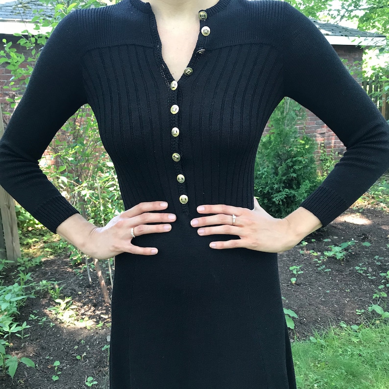 Vintage St John Knit Dress / St John for Lillie Rubin / Black Knit Dress / LBD / Black Knit