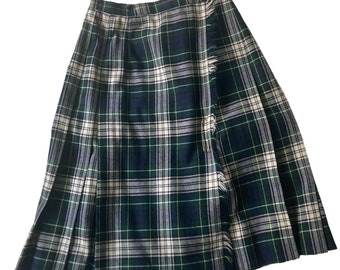 Lands End Wool Plaid Kilt / Union Label / vintage Plaid Kilt Skirt / Made in the USA