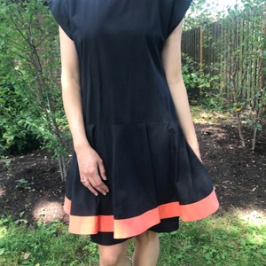 Vintage Pierre Cardin / Black Dress / Black Dress with overskirt / Made in France / Vintage Couture