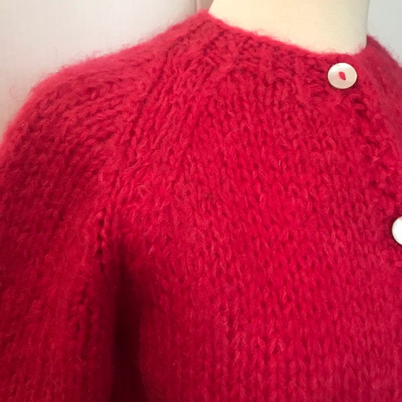 Mohair Sweater 1960s Berry / Mohair Cardigan / Bo… - image 5