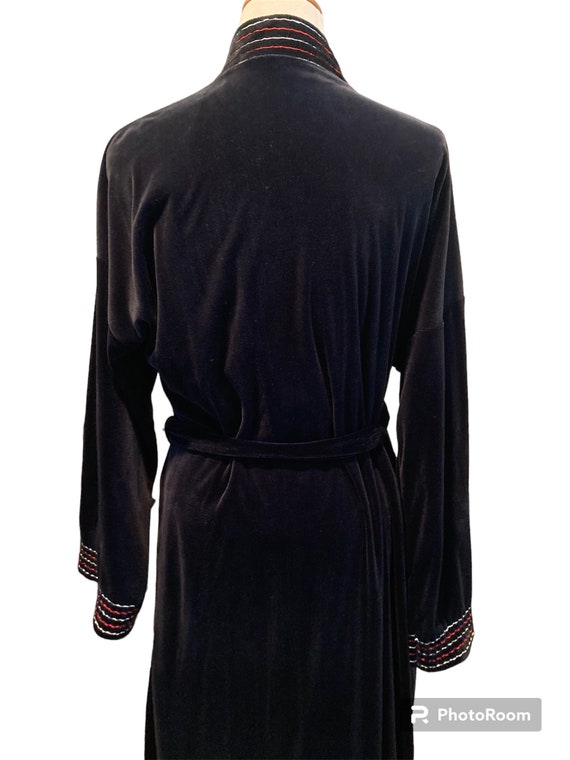 1960s Boudoir / Velvety Velour Black Robe / Softe… - image 4