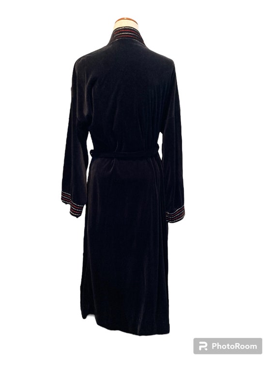 1960s Boudoir / Velvety Velour Black Robe / Softe… - image 2