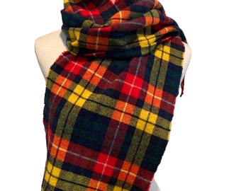 Wool Muffler Scarf  Vintage / Plaid Wool Muffler Scarf / Made in Ireland / Winter Scarf / Gift Idea / Cold Weather Wear