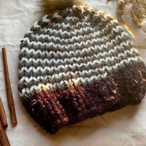 Cozy Striped Knit Beanie - Handmade - Ready to Ship