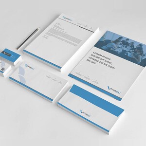 Corporate Identity stazionario progettare insieme, pronti i file PSD, biglietto da visita, fattura, lettera, intestata pad, insieme di modelli stazionari, busta