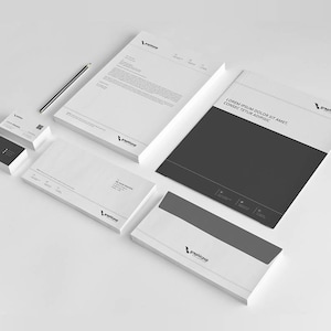 Minimal design stazionario Corporate Identity | I file di MS Word & PSD | Biglietto da visita | Fattura | Pad di carta intestata | Cartella | Sagome di busta